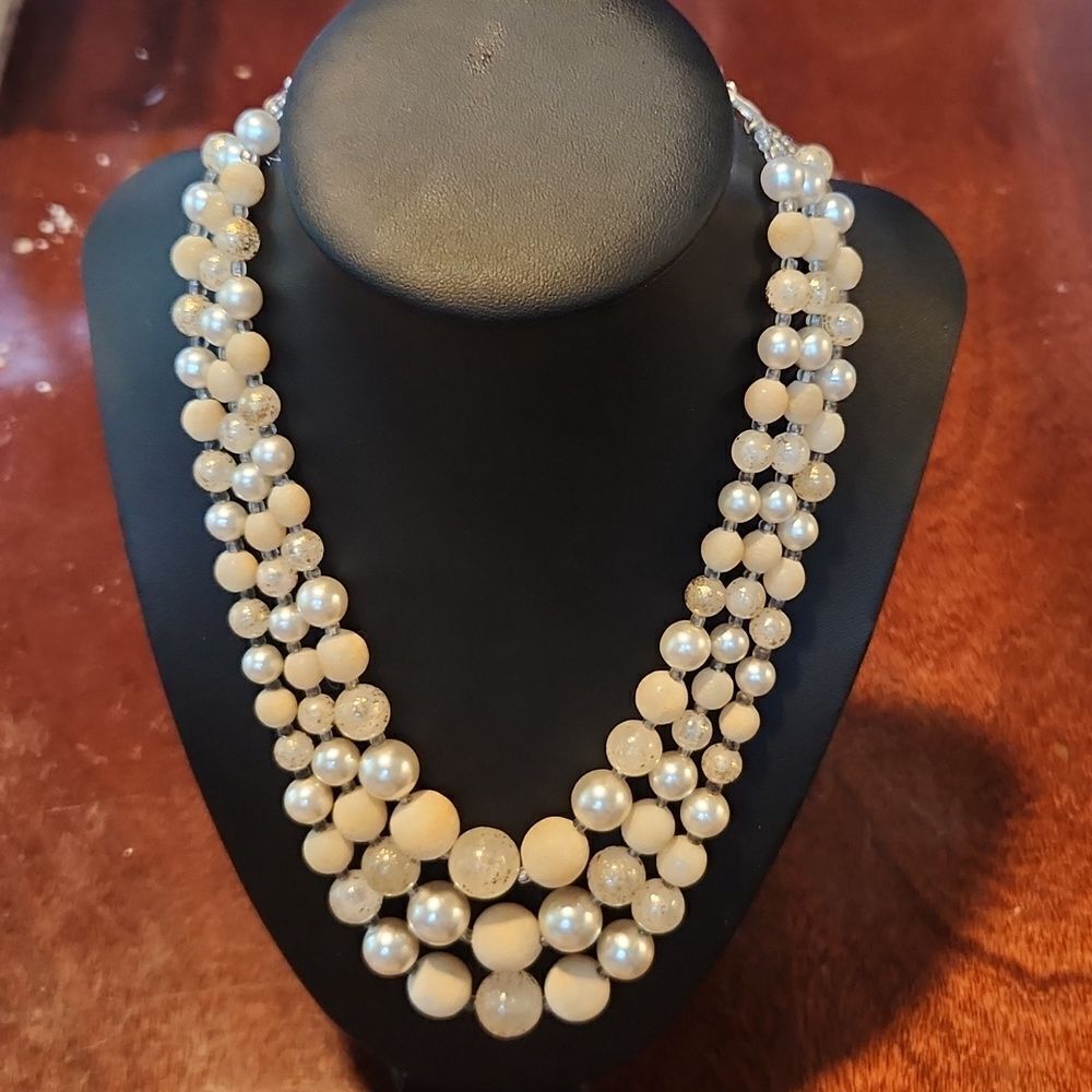 Vintage Japan three strand beaded necklace